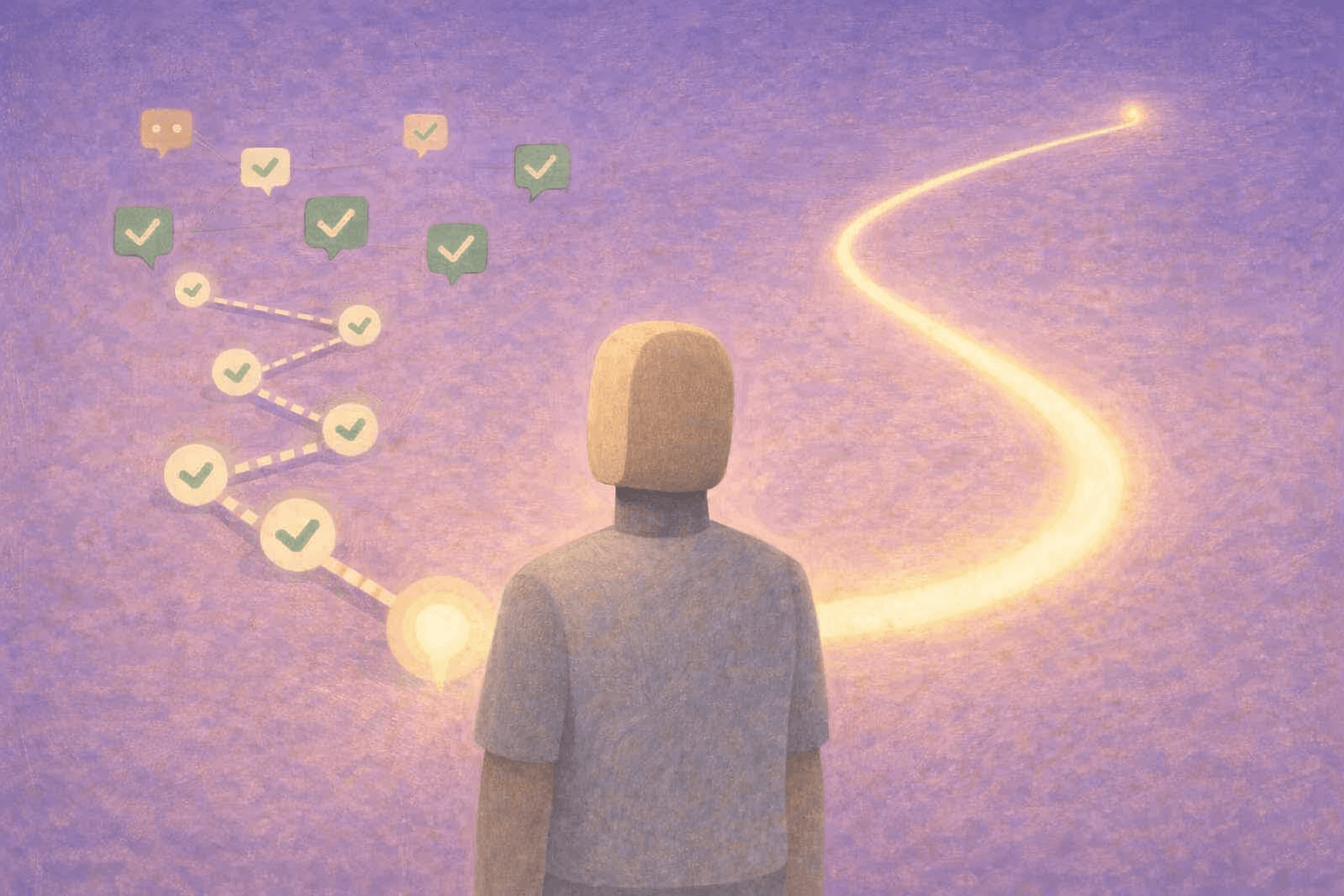 Attended versus unattended AI work trajectory visual